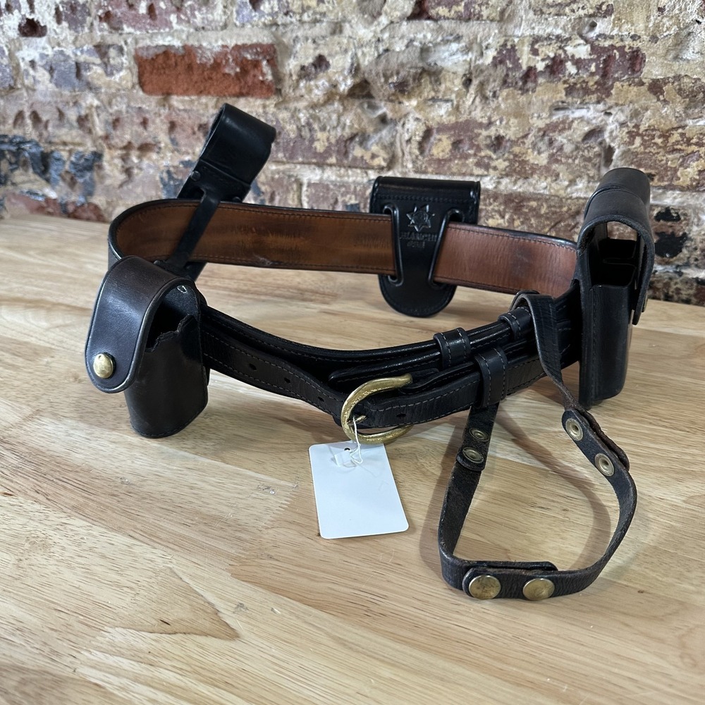 Vintage Strong Leather Revolver Holster Black Belt USA Made Duty Holders